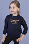 Toontoy Kız Çocuk Cep Detaylı Baskılı Sweatshirt