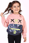 Toontoy Kız Çocuk Cep Detaylı Baskılı Sweatshirt