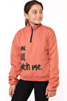 Toontoy Kız Çocuk Dik Yaka Fermuarlı Baskılı Sweatshirt