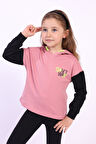 Toontoy Kız Çocuk Kapüşonlu Blok Renkli Sweatshirt