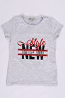 Toontoy Kız Çocuk Baskılı Taş İşlemeli Tişört