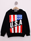 Toontoy Erkek Çocuk Pullu U.S.A Bayraklı Nakışlı Sweatshirt
