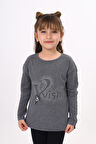 Toontoy Kız Çocuk Taş İşlemeli Şerit Detaylı Tişört