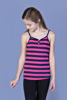 Toontoy Kız Çocuk Önü Düğmeli Çizgili Atlet