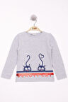 Toontoy Kız Çocuk Kedi Baskılı T-Shirt                                                                                                                                                                                                                    