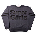 Toontoy Kız Çocuk Sweatshirt Super Girls Baskı Ve Taş