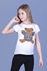 Toontoy Kız Çocuk Ayıcık Baskılı Tişört