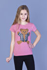 Toontoy Kız Çocuk Ayıcık Baskılı Tişört