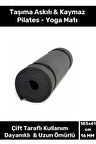 Dayanıklı Taşıma Askılı Konfor Modeli Çift Taraflı Kaymaz Yoga Meditasyon Minderi 16mm Siyah Mat