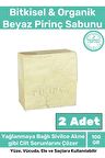 %100 Doğal Koku Yüz Cilt Beyazlatıcı Organik Nemlendirici Beyaz Pirinç Sabunu 2'li Set