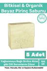 %100 Doğal Koku Yüz Cilt Beyazlatıcı Organik Nemlendirici Beyaz Pirinç Sabunu 5'li Set