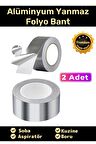 Özel Suya Sıcaklığa Dayanıklı Tamir Soba Boru Yama Alüminyum Yanmaz Folyo Bant 45mm - 5mt - 2 Adet