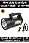 Premium 3 Modlu Beyaz Aydınlatma Işık 250 Metre Mesafeli 1200mAh Pil 900 Lümen Ultra Güçlü El Feneri