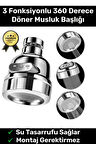 Ayarlanabilir Sert Plastik Krom 3 Fonksiyonlu 360 Derece Döner Tasarruflu Lavabo Başlığı Musluk Ucu