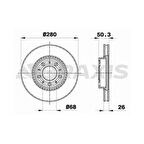 Volvo On Fren Aynası Volvo 850 (91 97) S70 C70 V70 960 2.0 2.5 2.5 20v 2.5tdi 97> (280x26x5dlxhavalı) - Braxıs Ae0299