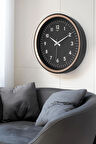 Siyah Kasa Bakır Çerçeve Duvar Saati 37 cm