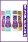 DURU BODY SCRUB DUŞ JELİ TANIŞMA SETİ 4X450 ML (GOLD&CRYSTAL-PINK&ICE)