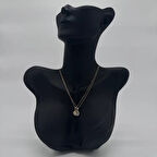 Çelik Taşlı Güneş Ve Ay Çift Arkadaşlık Kolyesi - Gold-Silver