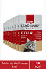 Jazzy Zero Grain Kedi Maması Etli Poşet 80 gr X 8 Adet