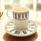 Saat Desenli 6 Kişilik Porselen Kahve Fincan Takımı