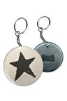 Y2k Grunge Stil Antrasit Bej Yıldız Temalı Açacaklı Anahtarlık