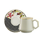 Sandro Moreno 1453 Tropikal Double Geometrik Gold 12 Parça 6 Kişilik Kahve Fincan Takımı 120 ml