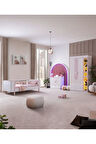 Vira Çocuk Odası Takımı, Vira 2 Kapaklı Dolap, Perla Karyola, Şifonyer, Kitaplık - Pembe
