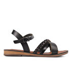 Aspor Siyah Kadın Düz Sandalet