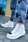 Pabucmarketi Bağcıklı Erkek Sneaker Bot Beyaz