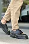 Pabucmarketi Bağcıklı Toka Detaylı Erkek Günlük Ayakkabı Siyah