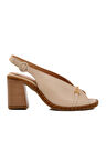 Venüs Bej Hakiki Deri Kadın Topuklu Sandalet