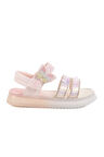 Guja Pembe Cırtlı Taş İşlemeli Kız Çocuk Düz Sandalet