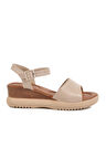 Aspor Bej Kadın Dolgu Topuk Sandalet