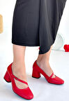 Pabucmarketi Kırmızı Kadın Klasik Topuklu Ayakkabı