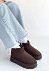 Pabucmarketi Kahverengi Süet Kadın Düz Bot