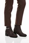 Aspor Kahve Fermuarlı Polarlı Kadın Topuklu Bot