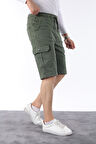Erkek Comfort Fit Keten Bel Lastikli Cepli Kapri Şort