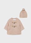 Mayoral  kız bebek kadife astarlı örme hırka bere 2 li set