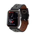 Apple Watch Uyumlu Deri Kordon 42-44-45mm RST1 Siyah