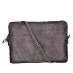 Leeds 14 inç MacBook Ve Pc Uyumlu, Hakiki Deri, El Yapımı Kılıf, Gölgeli Gri