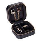 Gerçek Deri Seyahat Boy Takı Organizer Kutusu, Mücevher Aksesuar Çantası, Küpe Kolye Yüzük Düzenleyici