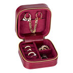 Gerçek Deri Seyahat Boy Takı Organizer Kutusu, Mücevher Aksesuar Çantası, Küpe Kolye Yüzük Düzenleyici