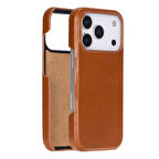 Apple iPhone 17 Pro için, Hakiki Deri, El Yapımı Kılıf, Magsafe ile uyumlu, İç Yüzeyi Kadife, Gölgeli Taba