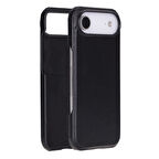 Apple iPhone 17 Air için, Hakiki Deri, El Yapımı Kılıf, Magsafe ile uyumlu, İç Yüzeyi Kadife, Kömür Siyah