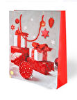YILBAŞI VARAK BASKILI LÜKS İPLİ KARTON ÇANTA - NOEL - 26x32x10 CM - 1 ADET - Ç025