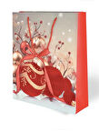 Yılbaşı Varak Baskılı Lüks Ipli Karton Çanta - Noel - 26x32x10 Cm - 1 Adet - Ç027