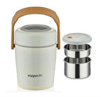 Lunchbox Çelik Beslenme Kabı 2 Kat 1600 Ml Yemek Kabı Beyaz