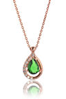 Zümrütlü Beyaz Safir Kolye - Rose