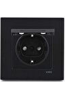 Viko Novella Siyah Kapaklı Topraklı Priz Çerçeveli