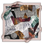 Aker Sura Saf İpek Eşarp 8348701 - 316 Pudra Leopar Desen